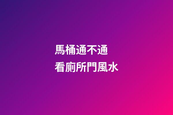 馬桶通不通 看廁所門風水